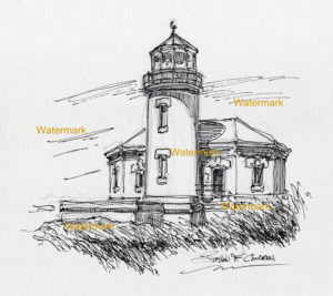 Bandon Lighthouse pen & ink