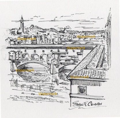 Pointe Vecchio #953A pen & ink landmark drawing is popular because of it's view of the ancient bridge.