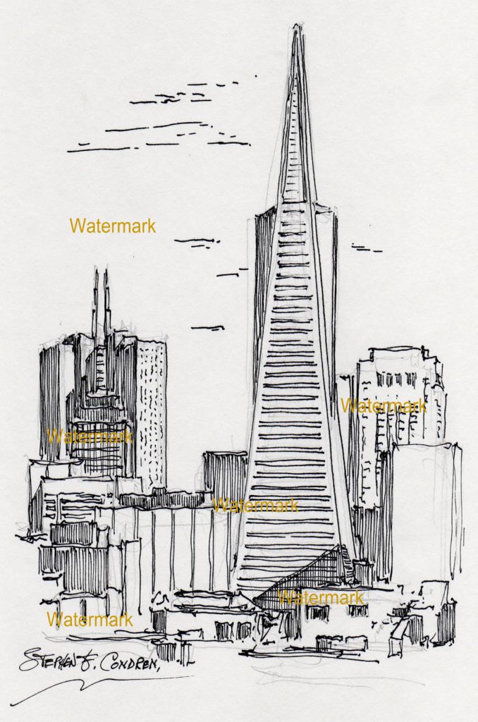 San Francisco Skyline 915A Pen & Ink Drawing Prints • Stephen Condren