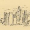 Los Angeles skyline #2719A pen & ink cityscape drawing of skyscrapers in downtown.
