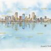 Miami Beach Florida Usa Cityscape On City Art Watercolor Canvas Prints –  UnixCanvas