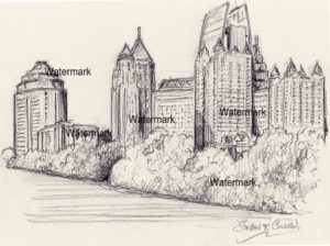 Atlanta skyline drawing of midtown