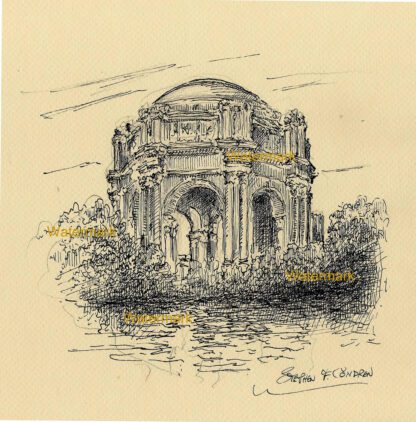 Palace Fine Arts #933A pen & ink landmark drawing is popular because of it's fine detail and excellent delineation.