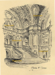 San Francisco City Hall Rotunda pen & ink line drawing with hatching.