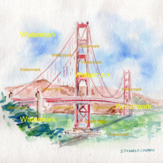 Golden Gate Bridge #728A landmark watercolor with it's beauty gracing the entry of San Francisco Bay.
