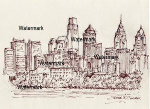Philadelphia Skyline Pen & Inks