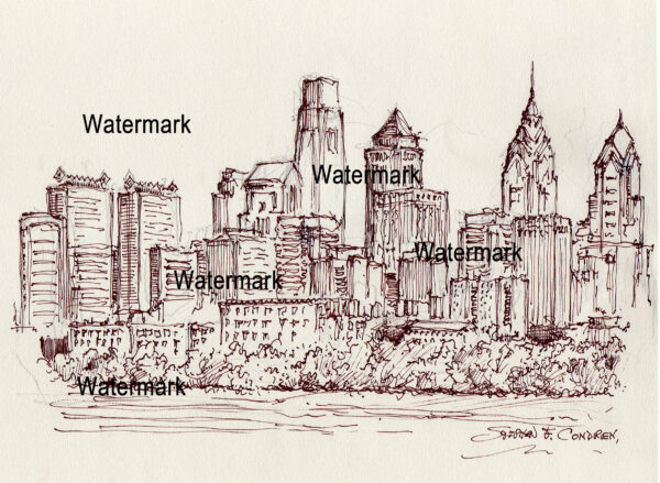 Philadelphia Skyline 789a Pen And Ink Drawing Prints • Stephen Condren 8356