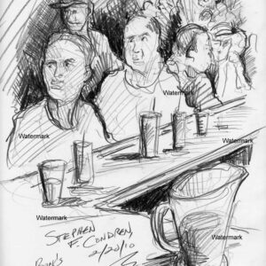 Bar scene #259A pencil bar scene drawing which was drawn live on the spot.