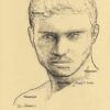 Pen & ink drawing of famous model Bo Roberts.