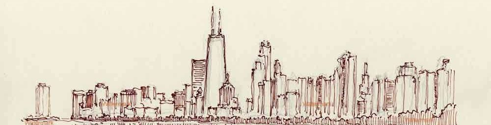 Chicago skyline pen & inks