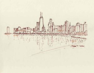 Chicago skyline pen & ink 6/24/2018D