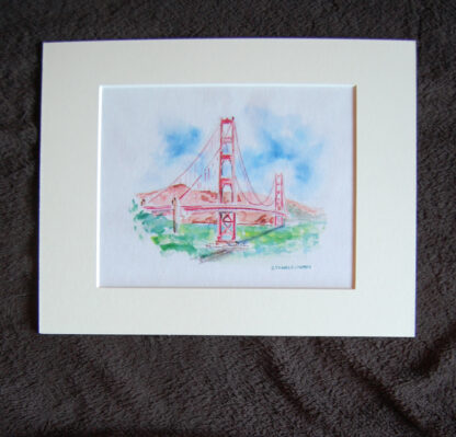 Golden Gate Bridge matted watercolor