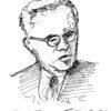 Paul Tillich #2419A pen & ink Theologian portrait with detailed line work.