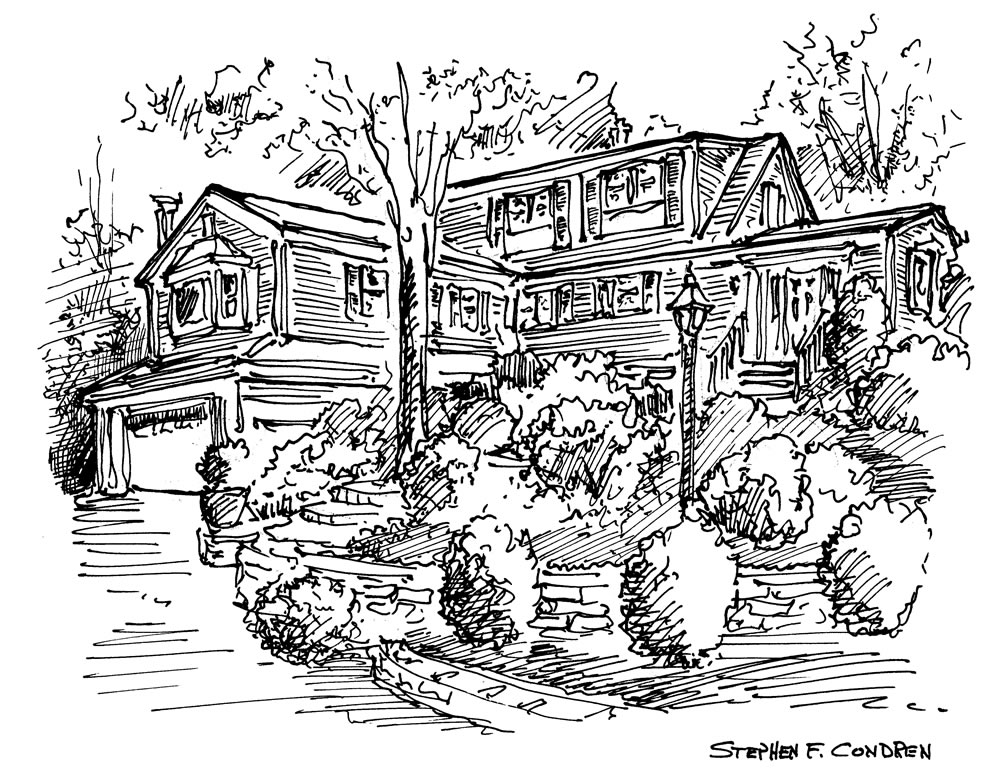 Pen \u0026 ink house portrait by artist. pen and ink house drawings. 