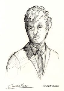 Conrad Hilton celebrity art pen & ink drawing