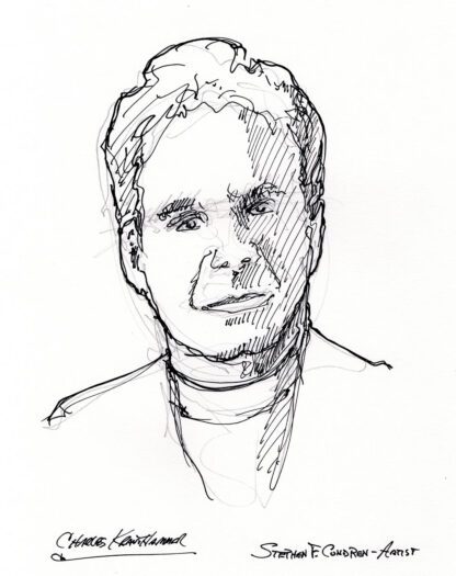Charles Krauthammer #2415A pen & ink celebrity portrait of his fine features done with contour lines.