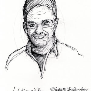 Jose Madeira Garcia #2412A pen & ink portrait with contour lines and cross-hatching.