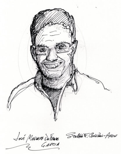 Jose Madeira Garcia #2412A pen & ink portrait with contour lines and cross-hatching.