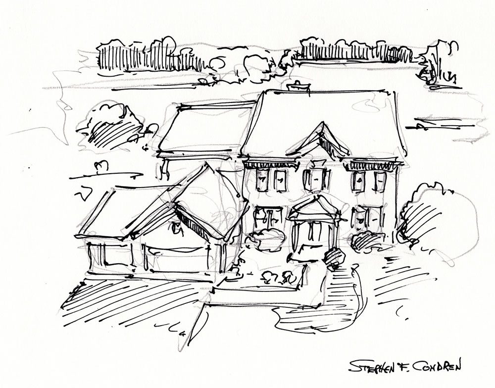 Pen & ink house portrait sketch