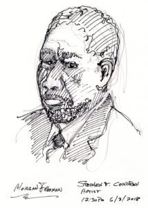 Morgan Freeman celebrity art pen & ink drawing