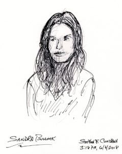 Sandra Bullock celebrity art pen & ink drawing