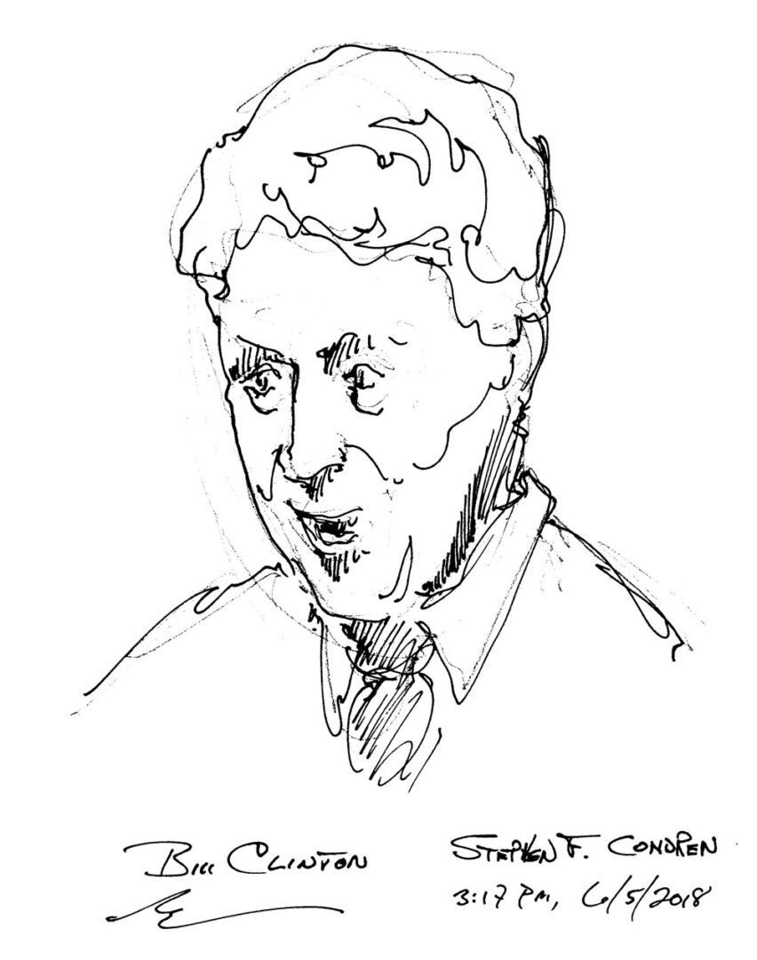 Bill Clinton 2421A Pen & Ink President Portrait • Stephen Condren