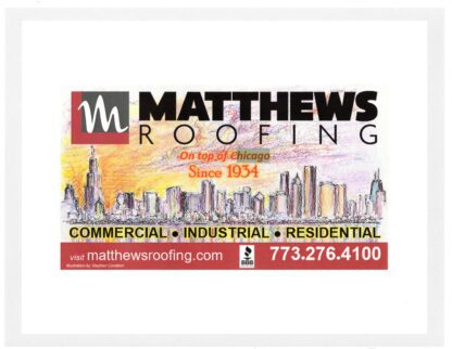 Matthews Roofing Company Using Chicago Skyiline Watercolor By Stephen Condren