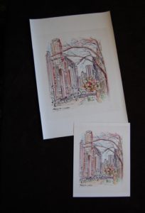 Watercolor prints of downtown Chicago on Michigan Avenue