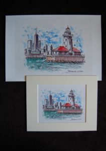 Chicago Harbor Lighthouse watercolor