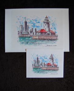 Chicago Harbor Lighthouse watercolor