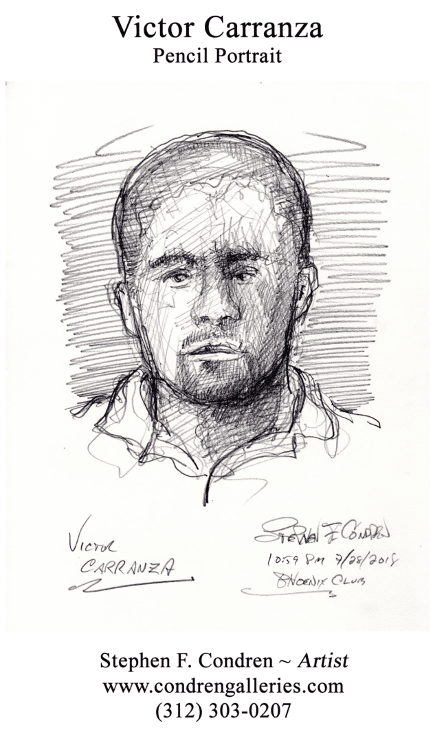 Pencil portrait of Victor Carranza By Stephen F. Condren.