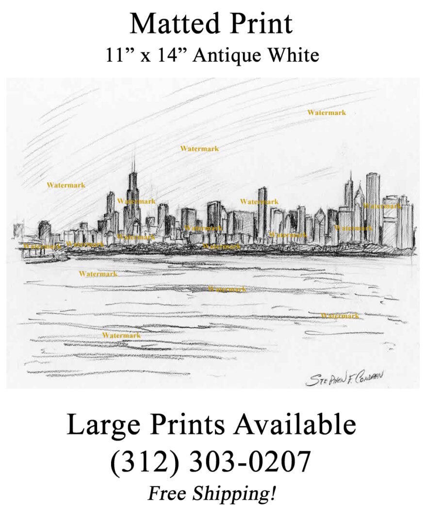 Chicago skyline #222A pencil drawing with prints • Condren Galleries