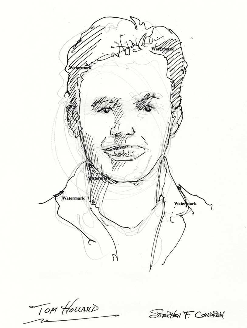 Tom Holland #2404A Pen & Ink Celebrity Portrait Prints • Stephen Condren