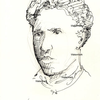 Vincent Van Gogh #2417A pen & ink artist portrait with contour lines and cross-hatching.