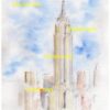 Empire State Building #719A landmark watercolor with view of the famous Art Deco beacon.