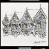 San Francisco pen & ink city scene of painted ladies.