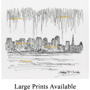 San Francisco skyline #939A pen & ink cityscape drawing is popular because of the view of downtown.