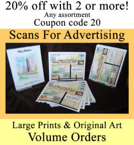 Scans for image transfer for making prints and advertising.