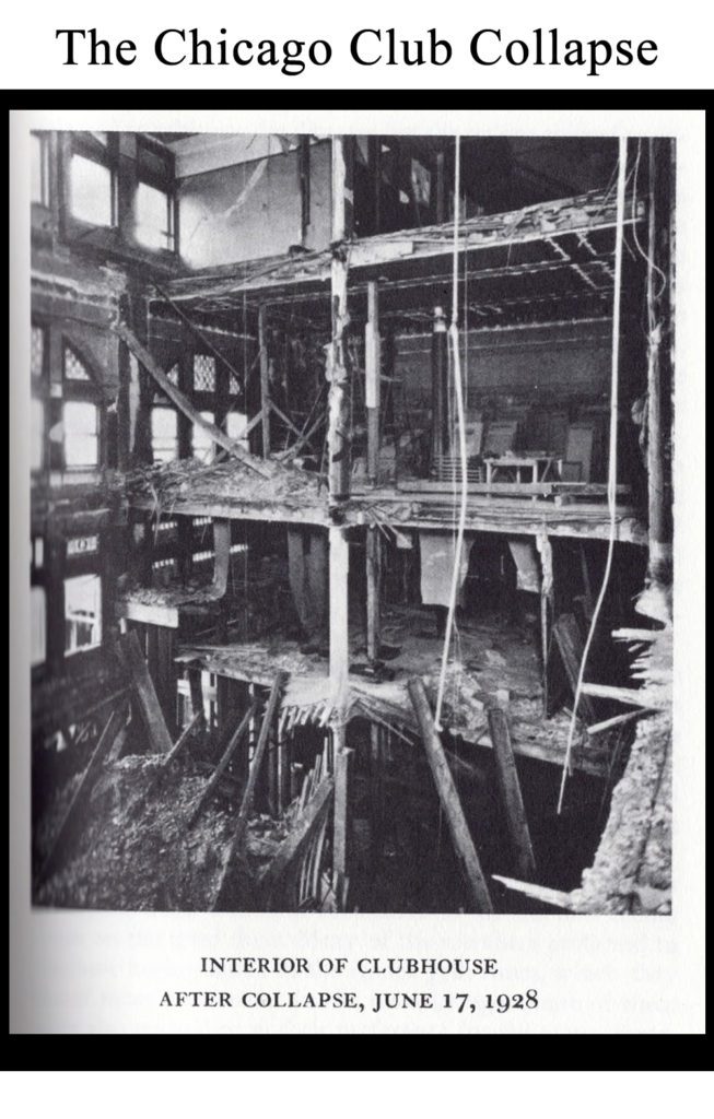 Chicago Club interior after it's collapse in 1927.