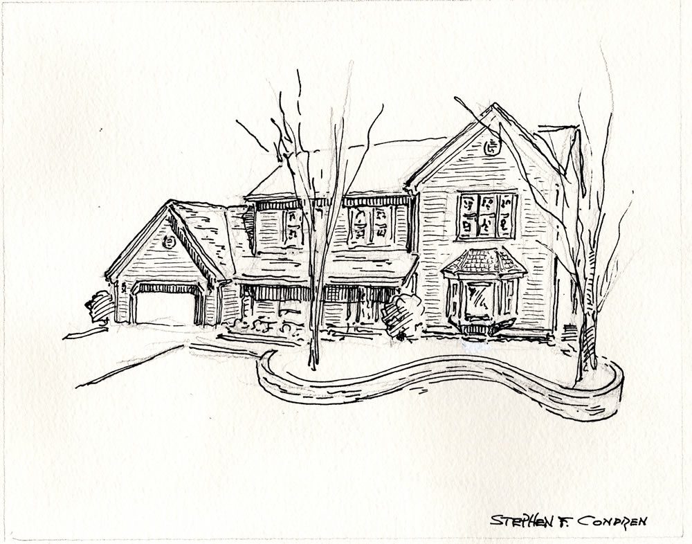 Pen & ink house portrait #263Z.
