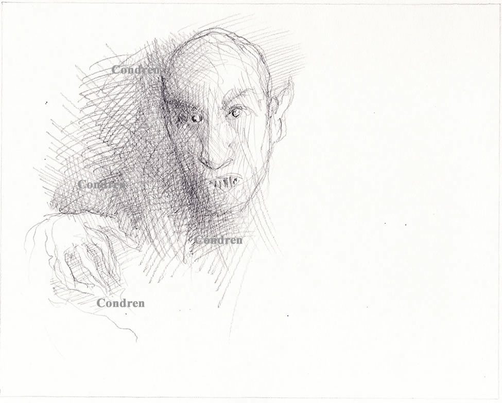 Nosferatu pencil drawing #755A and prints by artist and Navy Veteran at Condren Galleries.