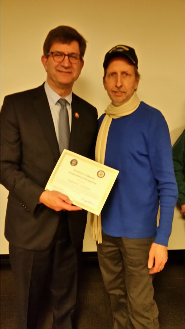 Congressman Bradley Schneider #271Z with Stephen F. Condren of Condren Galleries and USS Midway CV-41.