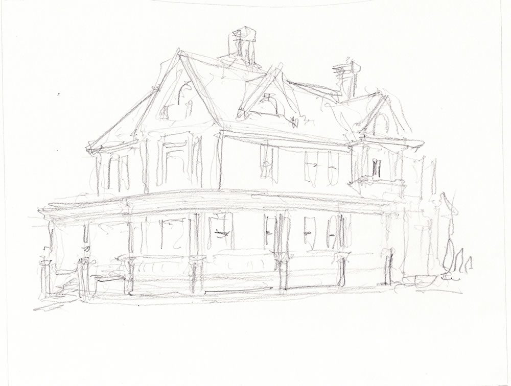 Pencil house portrait by artist Stephen F. Condren.
