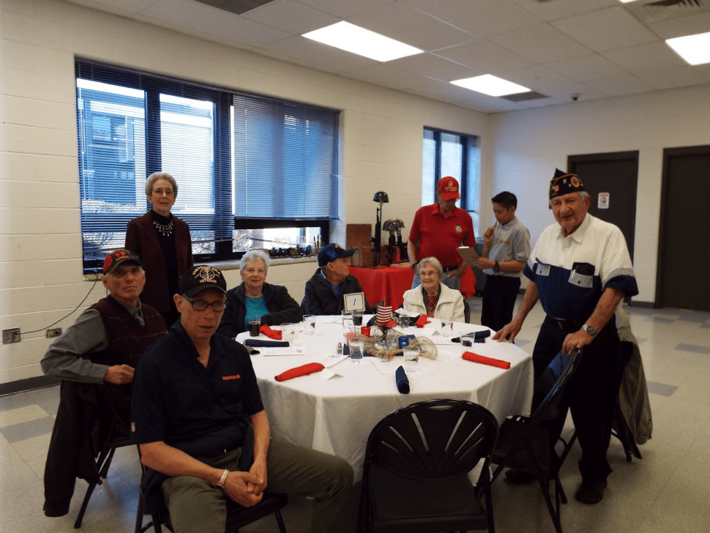 Veterans sitting at Mundelein Police Veterans Dinner.