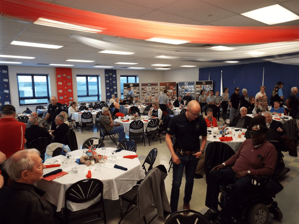 Veterans sitting at Mundelein Police Veterans Dinner.