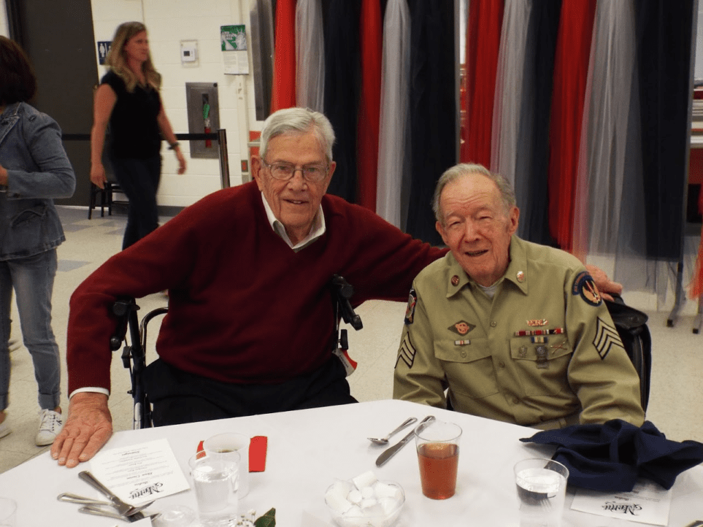 Veterans sitting at Mundelein Police Veterans Dinner.