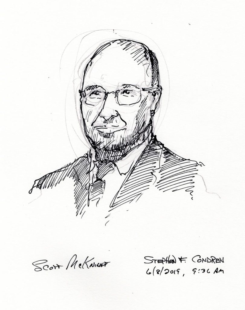 Pen & ink drawing of Professor Scott McKnight.