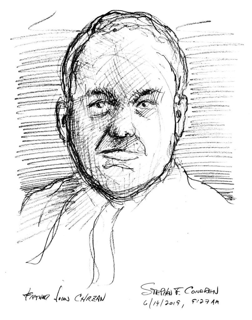 Pencil drawing of Father John Chrzan.