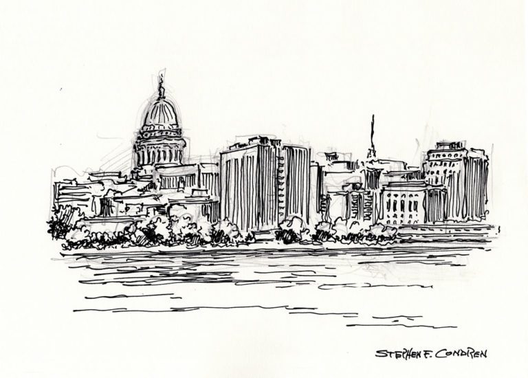 Madison Skyline Pen & Ink Drawing 317Z • Condren Galleries