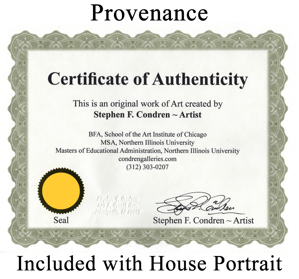 Certificate of Authenticity by Stephen F. Condren, Artist.